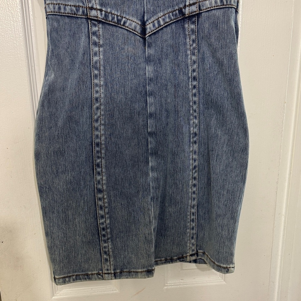 True Religion Light Blue Denim Zip-Front Mini Dress - Picture 7 of 7